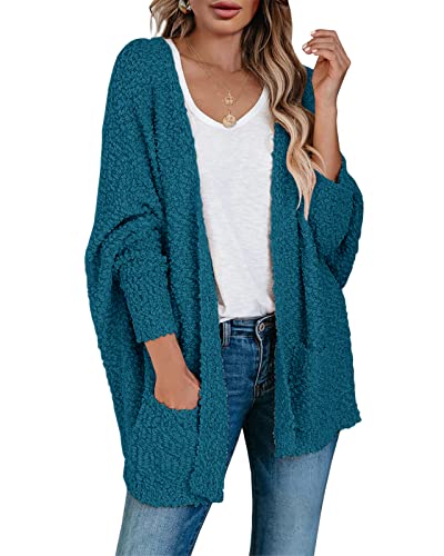 Saodimallsu Damen Popcorn Strickjacke Oversized Offene Front Boyfriend Fledermaus Langarm Fuzzy Knit Pullover von Saodimallsu