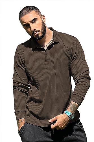 Saodimallsu Herren Langärmelig T-Shirt Schlanke Passform Geripptes Hemd Henley Shirt mit Knopfleiste Casual Langarmshirt Teal X-Groß von Saodimallsu