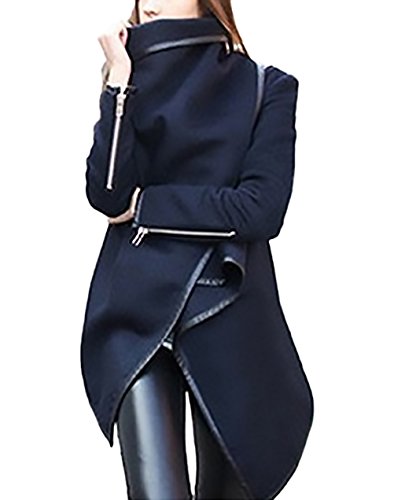 Damen Cardigan Lang Elegant Vintage Langarm Festlich Strickjacken Parka Große Größen Hoher Kragen Pullover Mantel Mit Zipper Irregular Strickmantel Cocktail Formal Kimono Outwear Trenchcoat von Saoye Fashion