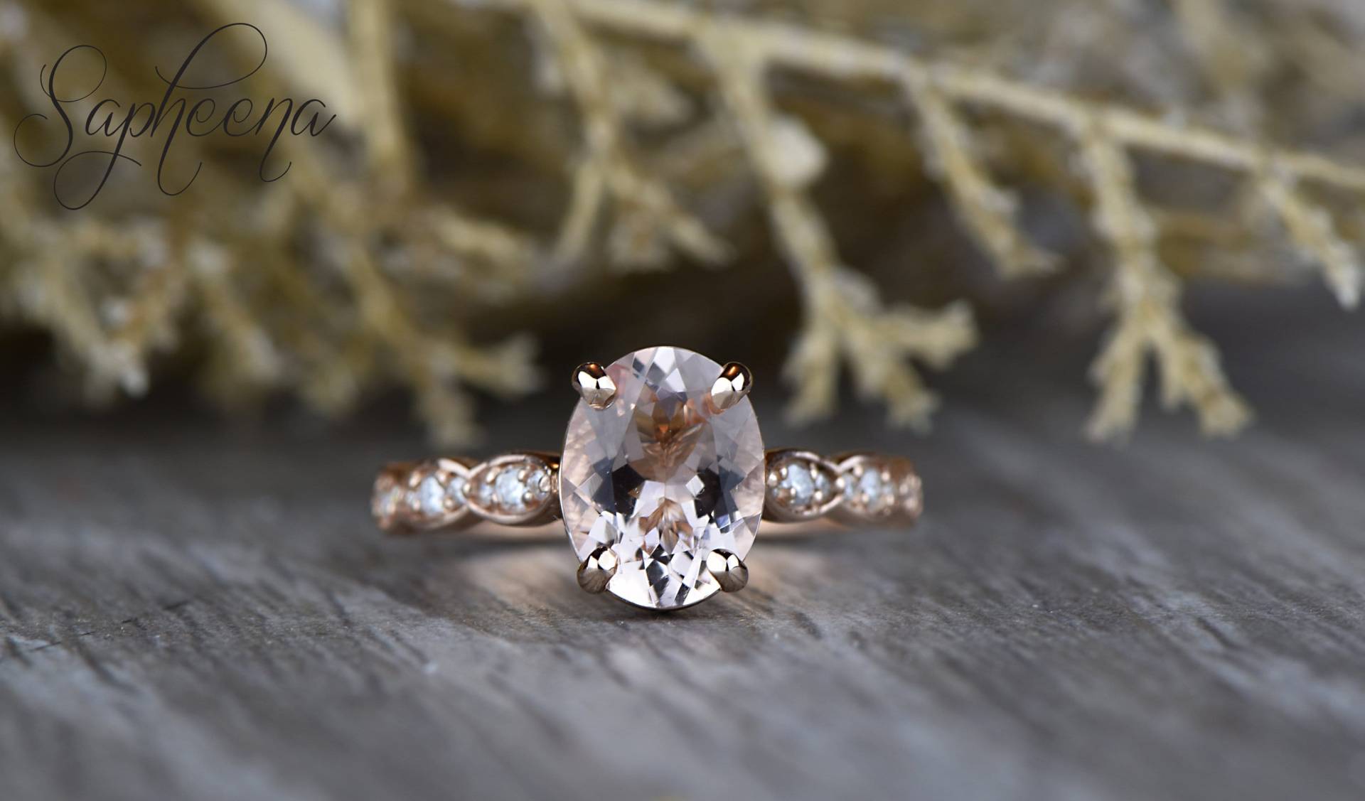 Ovalschliff Morganit Verlobungsring, Solitär Ehering, Vintage Brautring, Gold 14K/18K Ehering Ovalschliff Morganit Verlobungsring, Solitär Ehering, Vintage Brautring, Gold 14K/18K Ehering von Sapheena