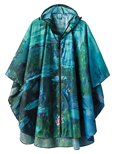Regen Poncho Jacke Mantel für Erwachsene mit Kapuze wasserdicht mit Reißverschluss im Freien, Seerose von SaphiRose PONCHO