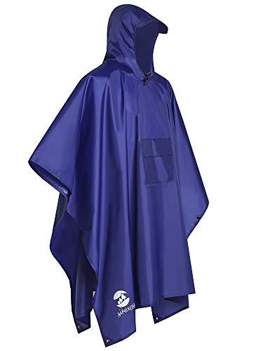 Regenponcho Wandern Radfahren Outdoor 3in1 Damen/Herren Regencape Wiederverwendbar Poncho Umhang Matte Regenmante Blau von SaphiRose PONCHO