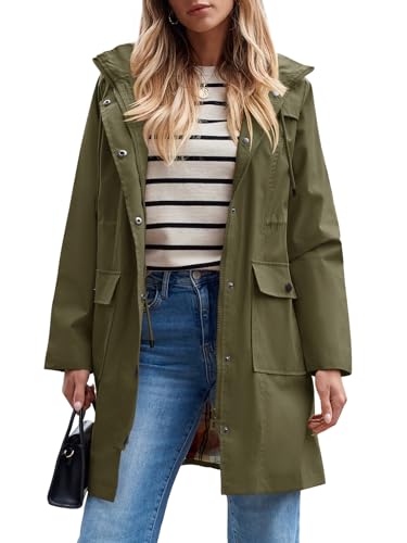 SaphiRose PONCHO Damen Regenjacke Windbreaker Wasserdicht Kapuze Übergangsjacke mit Atmungsaktiv Futter für Frühling Sommer und Herbst Grün(Wasserdichte Stoff) XXL von SaphiRose PONCHO