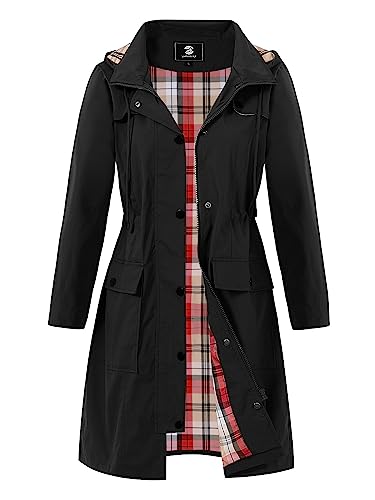 SaphiRose PONCHO Damen Regenjacke Windbreaker Wasserdicht Kapuze Übergangsjacke mit Atmungsaktiv Futter für Frühling Sommer und Herbst Schwarz(Wasserdichte Stoff) M von SaphiRose PONCHO