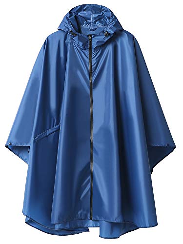 SaphiRose PONCHO Regenponcho Damen Herren Wasserdichte, Regencape mit Kapuze Reißverschluss, Regenmantel Damen Wiederverwendbar, Regenponcho Fahrrad Wandern, Regenjacke Damen Leicht Navy blau von SaphiRose PONCHO