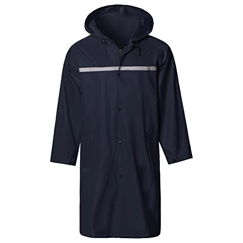 Herren-Regenjacke, lang, mit Kapuze, wasserdicht, Notfall-Regenmantel, Poncho, navy, Large von SaphiRose