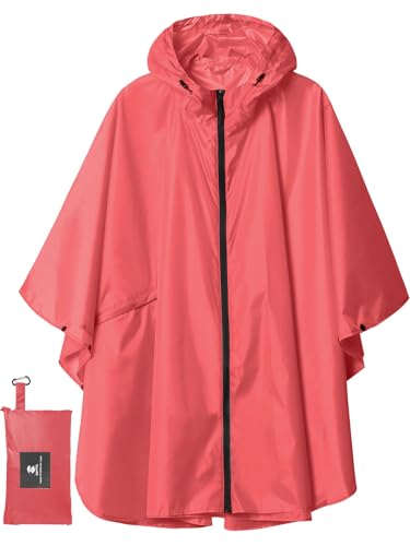 SaphiRose Regenponcho mit Kapuze für Erwachsene, Regenmantel mit Taschen, Burgunder, Einheitsgröße von SaphiRose