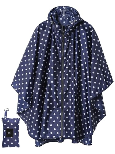 SaphiRose Regenponcho mit Kapuze für Erwachsene, Regenmantel mit Taschen, Blaue Spitze, Einheitsgröße von SaphiRose