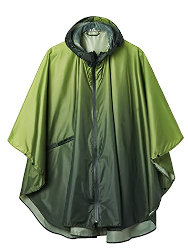 SaphiRose Regenponcho mit Kapuze für Erwachsene, Regenmantel mit Taschen, Verlauf Dunkelgrün, Einheitsgröße von SaphiRose
