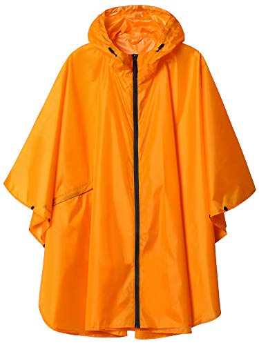 SaphiRose Regenponcho mit Kapuze für Erwachsene, Regenmantel mit Taschen, Orange/Abendrot im Zickzackmuster (Sunset Chevron), Einheitsgröße von SaphiRose