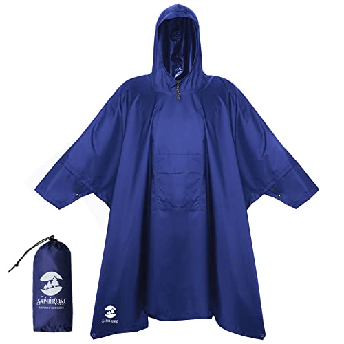 Unisex Regenponcho Wasserdicht Regenmantel Jacke für Erwachsene Männer Frauen, blau, Einheitsgröße von SaphiRose