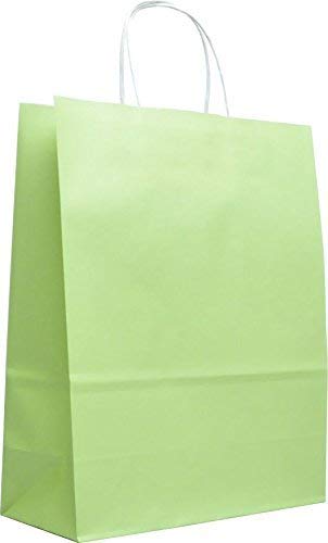 Saphir-Tec Papier-Tragetaschen TOPTWIST 24x11x31cm hellgrün - 50 Stück von Saphir-Tec
