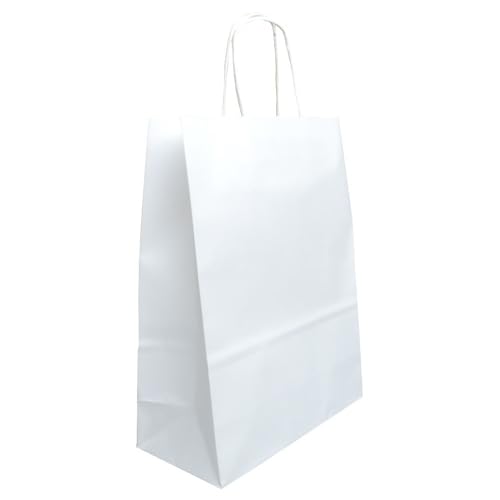 Saphir-Tec Papier-Tragetaschen TOPTWIST 32x14x42cm weiß - 50 Stück von Saphir-Tec
