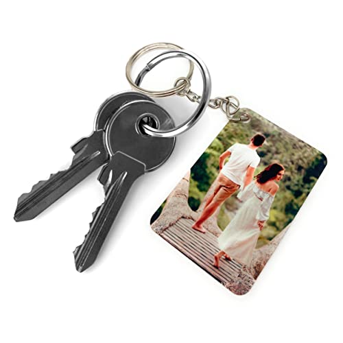 Saphir Design Schlüsselanhänger personalisiert Foto beidseitig Metall rechteckig 8x4cm | Schlüsselanhänger mit Bild 2 Motive möglich | Fotogeschenke Geschenke von Saphirdesign