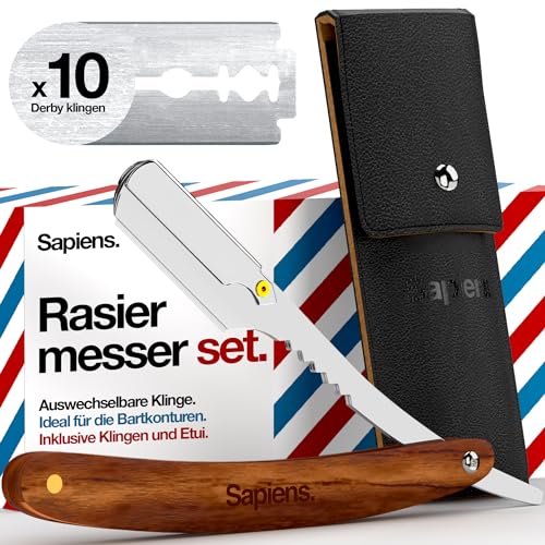 Sapiens Barbershop Rasiermesser Herren mit Weschelklinge - Bart Rasierer Herren - Barber Rasierer + Derby Rasierklingen + Tragetasche - Single Blade Razor Holz Edition (Rasiermesser aus Holz) Sapiens Barbershop Rasiermesser Herren mit Weschelklinge - Bart Rasierer Herren - Barber Rasierer + Derby Rasierklingen + Tragetasche - Single Blade Razor Holz Edition (Rasiermesser aus Holz) von Sapiens