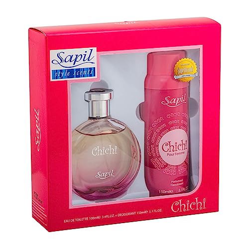 Sapil Chichi – Eau de Toilette und Deodorant Spray für Damen – Delightfully Enchanting Duft – Open mit Fruity Notes – schöne Geschenkschachtel – perfekt für Geschenk – 2 Stück von Sapil