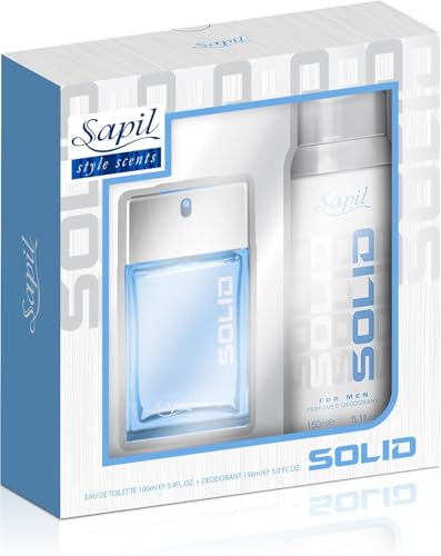 Sapil Solid – Eau de Toilette und Deodorant Spray für Männer – Evokes Power and Sensuality – Open with Fresh and Citrus Notes – Beautiful Giftset Box – Perfect for Gift Occasion, 2 Stück von Sapil