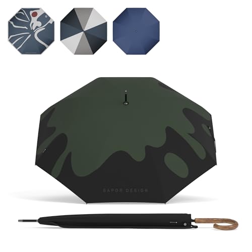 Sapor Design Regenschirm Stockschirm sturmfest Auf-Automatik windsicher | XXL groß & stabil für 2 Personen Damen & Herren | Golfschirm Reise – 113 cm Ø elegant | SAPOR DISTINCT von Sapor Design