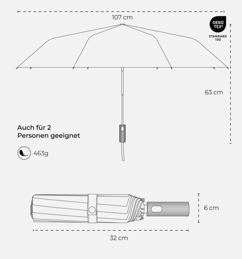 Sapor Design Taschenregenschirm ICONIC, sturmfest, Anti-Bruch Garantie, luxuriöse Verpackung, großes Dach von Sapor Design
