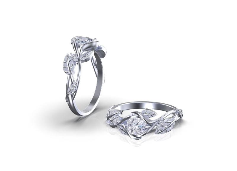 Efeu Fleur Gold Blumenranke Verlobungsring von SapphireDesignStudio