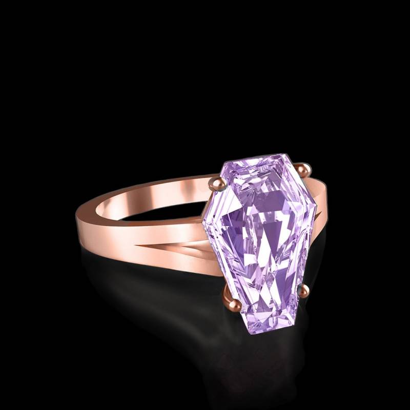 Herbst 10K Rose Gold Natürliche Coffin Cut Ring von SapphireDesignStudio