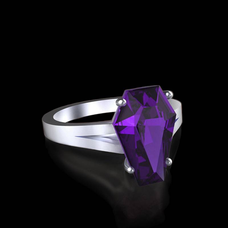 Herbst 10K Weißgold Natürlichen Coffin Cut Ring von SapphireDesignStudio