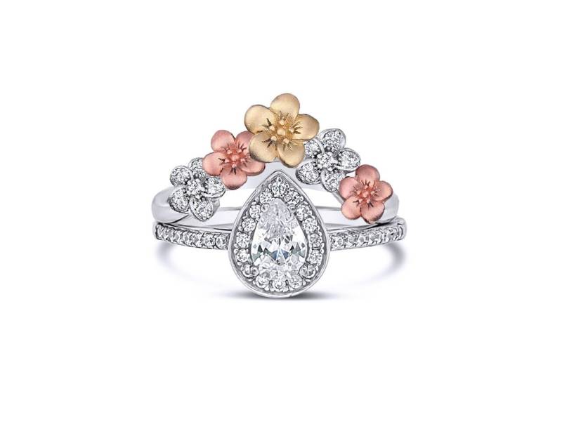 Kirschblüte "824' Naturdiamant-Goldblumen-Brautset - Kirschblüten-Kollektion von SapphireDesignStudio