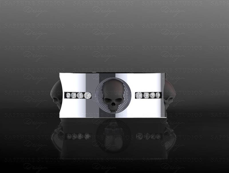 Luna De Saturno - Herren Totenkopf Ehering von SapphireDesignStudio