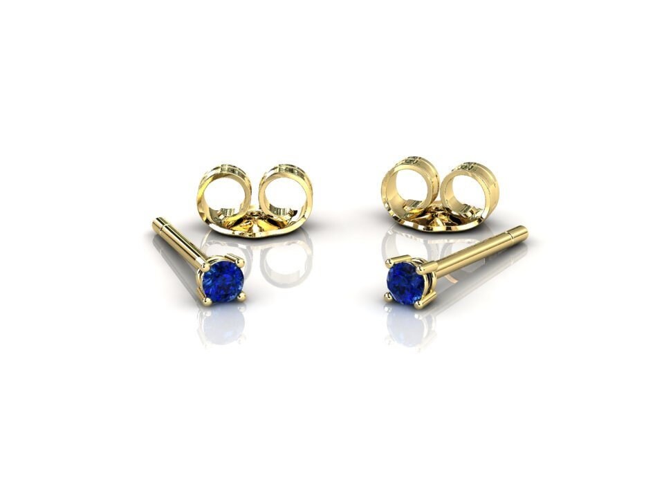 14K Blaue Saphir Ohrstecker, Mini Zierliche Solitär Gelbgold, September Geburtsstein Schmuck Geschenk 14K Blaue Saphir Ohrstecker, Mini Zierliche Solitär Gelbgold, September Geburtsstein Schmuck Geschenk von SapphireJewelStudio