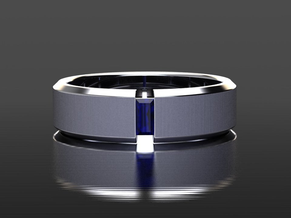 Herren Saphir Ehering, Platin 6mm Band, Gebürstet Mitte, Unisex, Blauer Geschenk Für Ihn von SapphireJewelStudio