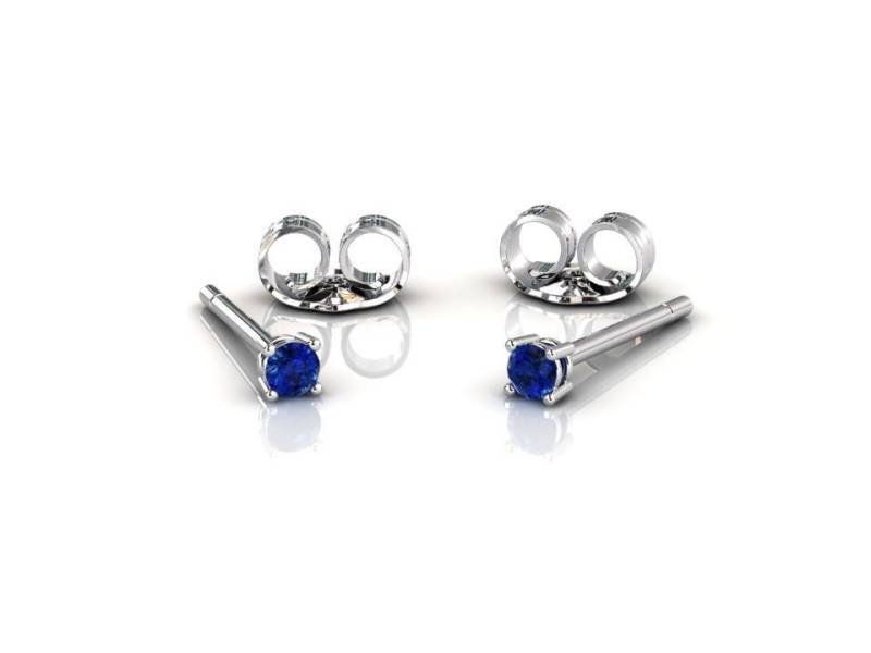 Platin Saphir Ohrstecker, Mini Blau Saphir Winzig & Zierlich Solitär September Geburtsstein Schmuck Geschenk von SapphireJewelStudio
