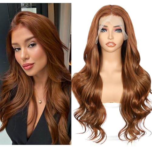 Sapphirewigs Auburn Lace Front Perücke 13x4 Synthetische Körper Welle Perücken Damen Party Datum Täglich Tragen Natürlich Aussehen Weihnachten 26inch von Sapphirewigs