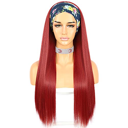 Sapphirewigs glatte Haare Damen Stirnband Perücke Rot Light Yaki synthetische Stirnband Perücken Hitzeständige 26 Zoll von Sapphirewigs