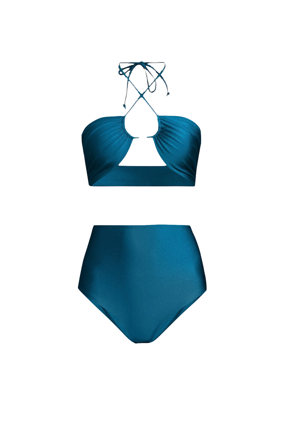 Bahia Bikini with High-Waisted Bottom in Turquoise - Bottom von Sara Cristina