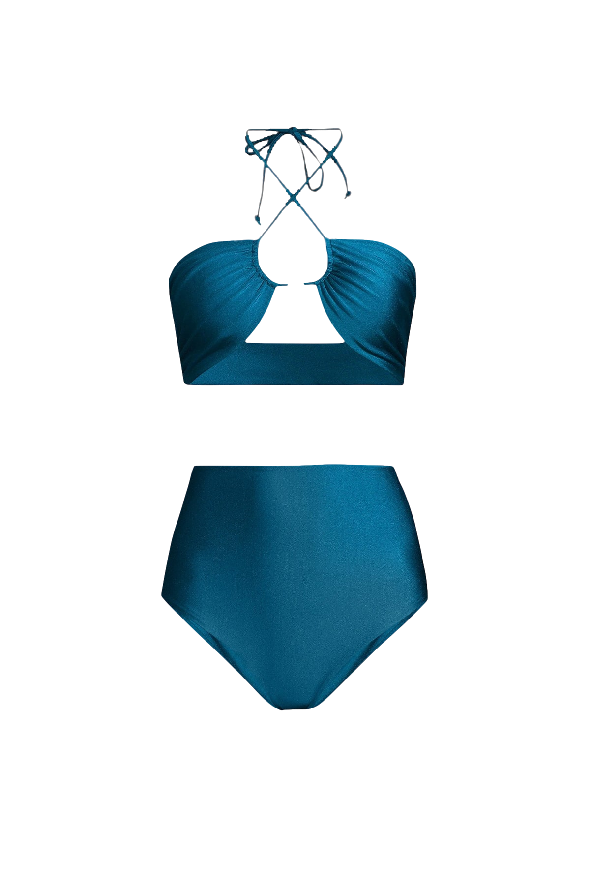 Bahia Bikini with High-Waisted Bottom in Turquoise - Top von Sara Cristina