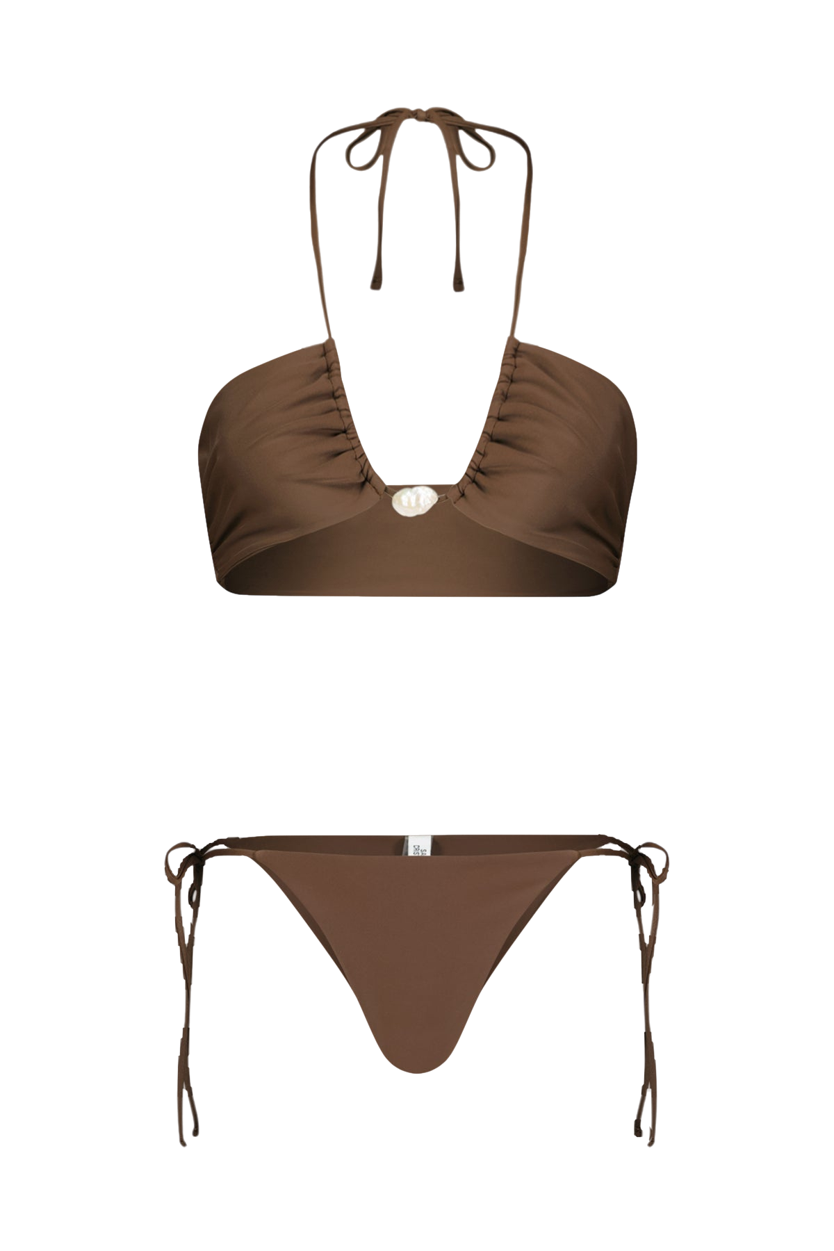 Bahia Bikini with Pearl in Brown - Bottom von Sara Cristina