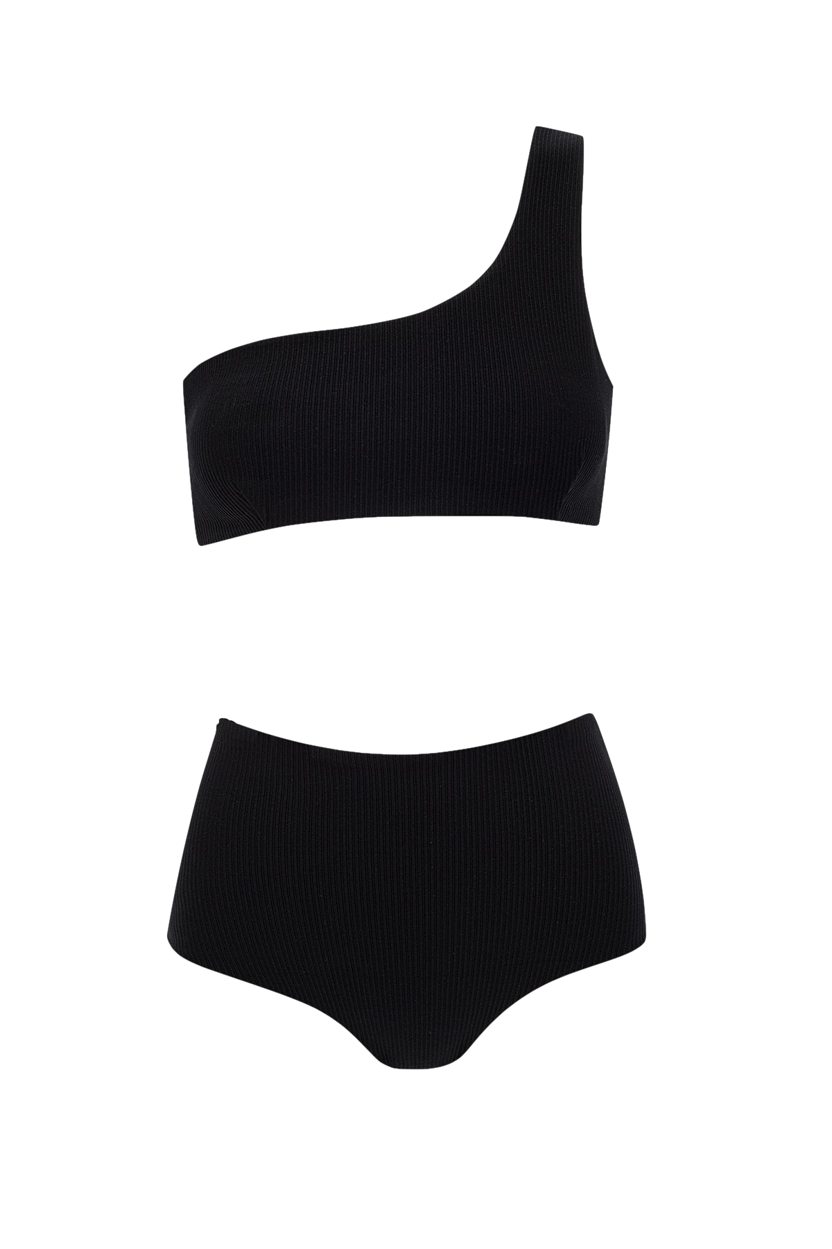 One-Shoulder Bikini with High-Waisted Bottom in Black - Top von Sara Cristina