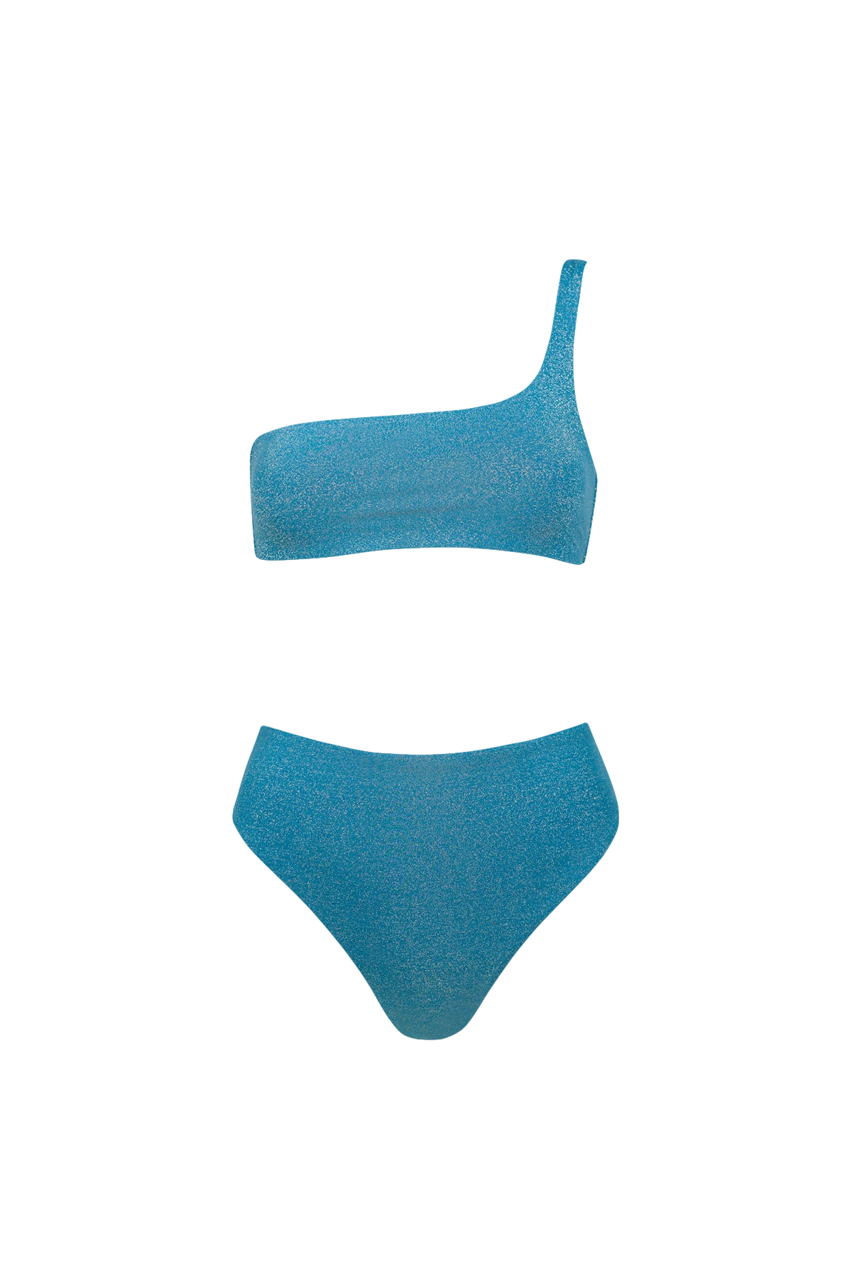 One-Shoulder Bikini with High Waisted Bottom in Blue Horizon - Bottom von Sara Cristina