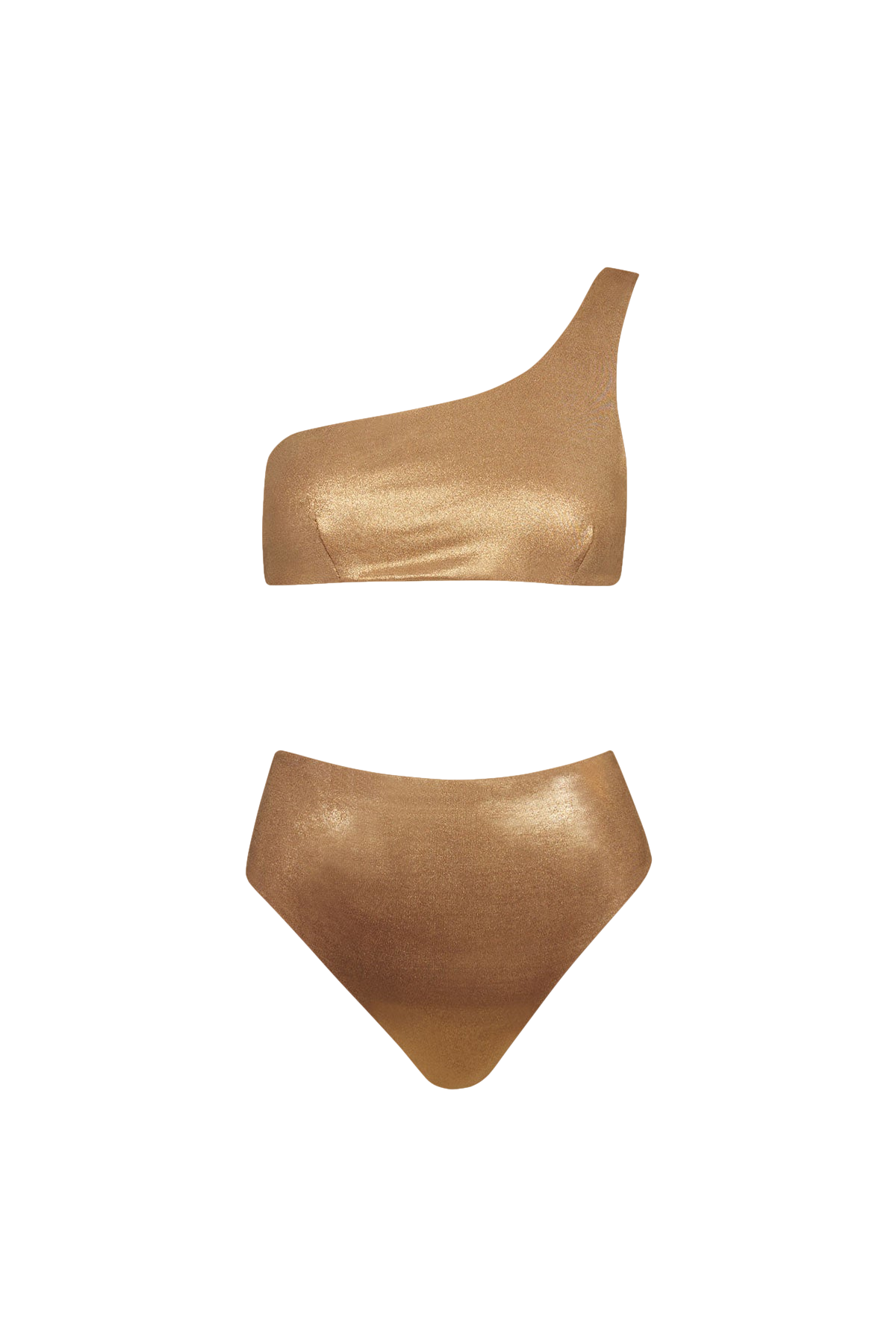 One-Shoulder Bikini with High-Waisted Bottom in Gold - Top von Sara Cristina