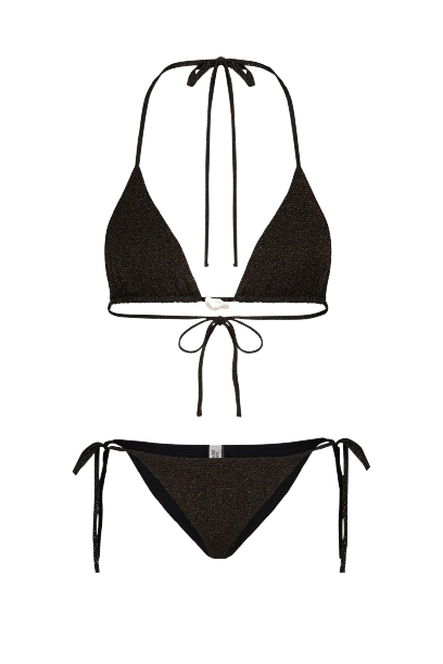 Triangle Bikini with Pearl in Gold Mesh - Bottom von Sara Cristina