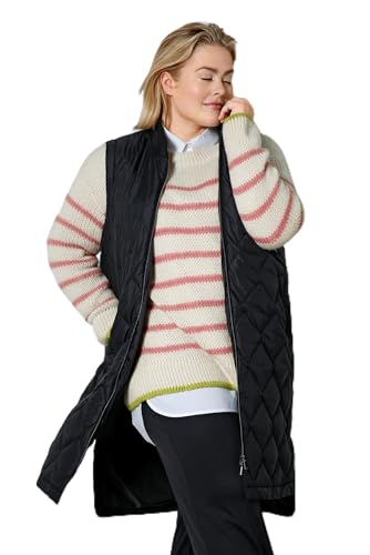 Sara Lindholm Damen große Größen Übergrößen Plus Size Long-Steppweste, Straight Fit, Stehkragen, 2-Wege-Zipper schwarz 46 200427100-46 von Sara Lindholm