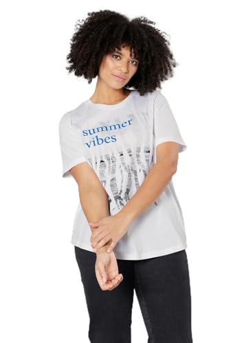 Sara Lindholm Damen große Größen Übergrößen Plus Size T-Shirt, Classic Fit, Print mit Schrift, Rundhals, Halbarm weiß 48 201160209-48 von Sara Lindholm