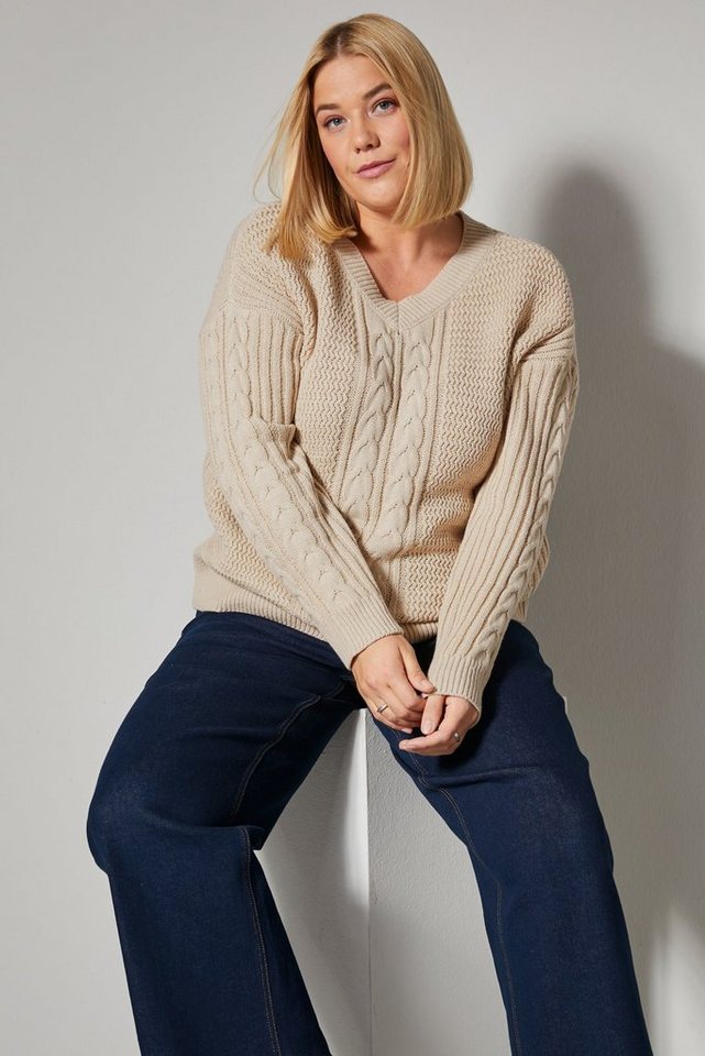 Sara Lindholm Strickpullover Pullover oversized Zopfmuster Langarm von Sara Lindholm