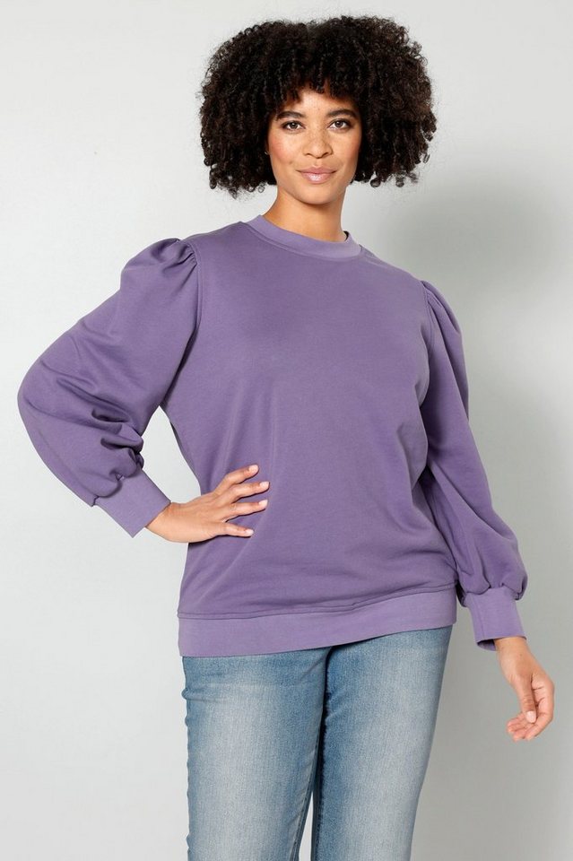 Sara Lindholm Sweatshirt Sweatshirt Regular Fit Rundhals weite Puffärmel von Sara Lindholm