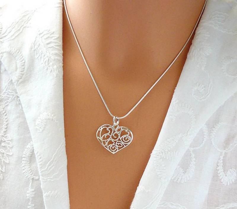 Herz Halskette - Elegante Sterling Silber Kette Geburtstagsgeschenk, Frau Schwester Mutter Der Braut Freundin Herz Halskette - Elegante Sterling Silber Kette Geburtstagsgeschenk, Frau Schwester Mutter Der Braut Freundin von SaraAndJane