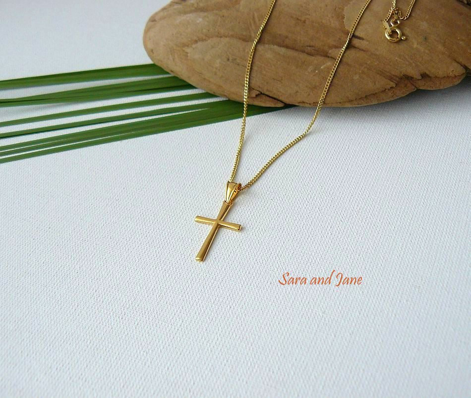 Kreuz Halskette - Gold Oder Silber Glaube Für Immer Gelb Rose Vermeil Halskette, Konfirmation Geschenk Kreuz Halskette - Gold Oder Silber Glaube Für Immer Gelb Rose Vermeil Halskette, Konfirmation Geschenk von SaraAndJane