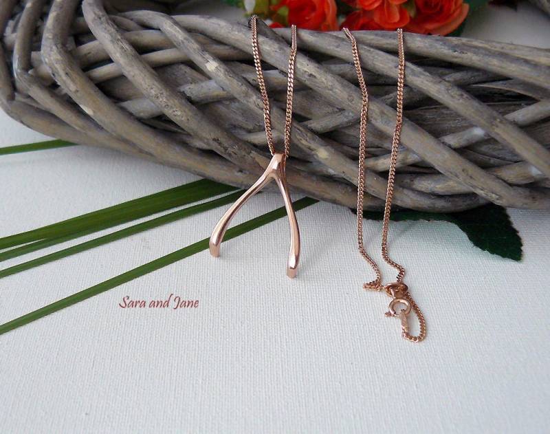 Rose Gold Wishbone Halskette | Gelb Rotgold Gelbgold Krankenschwester Schmuck Oder Ring Halter von SaraAndJane