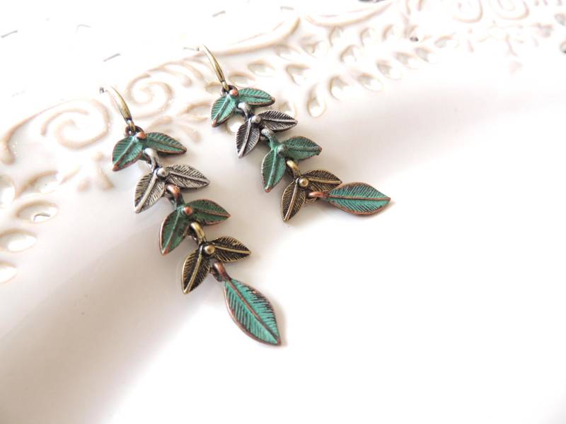 Atemberaubende Blütenblätter Ohrringe Hängeohrringe, Türkis Bronze Hängeohrringe Für Besonderen Anlass, Lange Ohrringe, Designer von SaraAttaliDesign