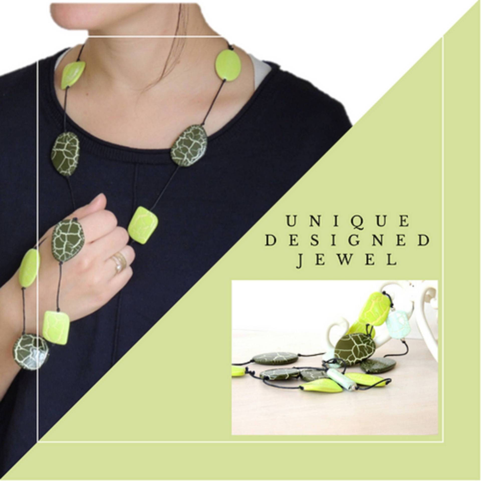 Einzigartiges Design Leder Wie Perlen Halskette, Schöne Und Spezielle Grüne Lange Boho Halskette von SaraAttaliDesign