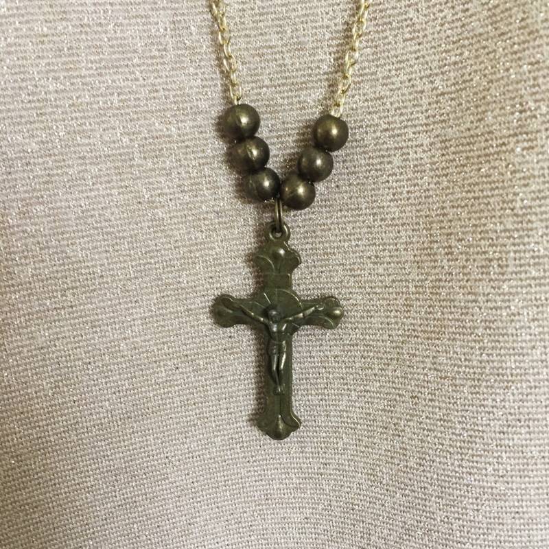 Kreuz Halskette/Kruzifix Antike Messing Kette Anhänger Religiöse Hippie Boho Schichtung von SaraGraceDesigner